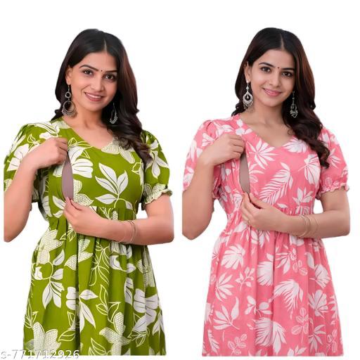 Maija Women Maternity & Feeding kurti - set of 2