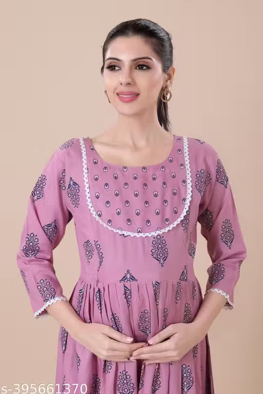 Women's Maternity Dress Feeding Kurti With Zippers