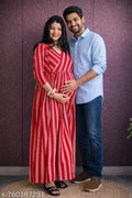 Maternity Dresses "Maternity Gown for Baby Shower | Soft Cotton Feeding Dress for Pregnant Women" "Pregnancy Maxi Dress | Stretchable Maternity Wear with Feeding Zipper"
