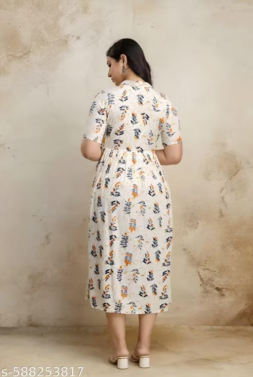 Beautiful Rayon Floral Print Maternity Kurti/Gown (MULTICOLOUR)