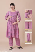Women's Maternity Dress Feeding Kurti With Zippers